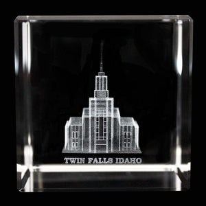 Atlanta Temple Laser Engraved Crystal Cube