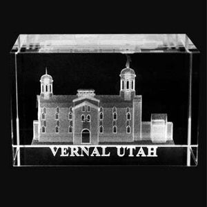 Atlanta Temple Laser Engraved Crystal Cube