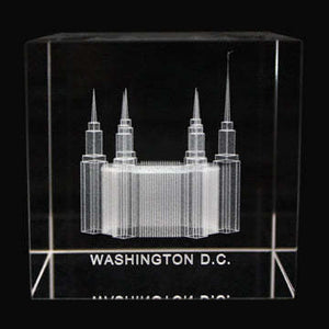 Atlanta Temple Laser Engraved Crystal Cube