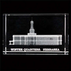 Atlanta Temple Laser Engraved Crystal Cube
