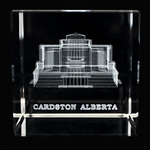 Atlanta Temple Laser Engraved Crystal Cube