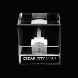 Atlanta Temple Laser Engraved Crystal Cube