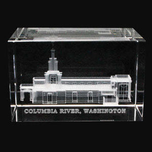 Atlanta Temple Laser Engraved Crystal Cube