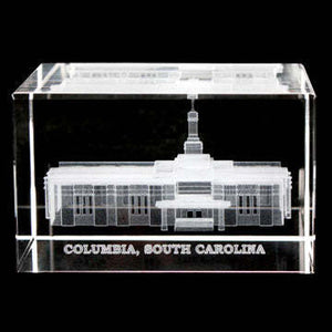 Atlanta Temple Laser Engraved Crystal Cube