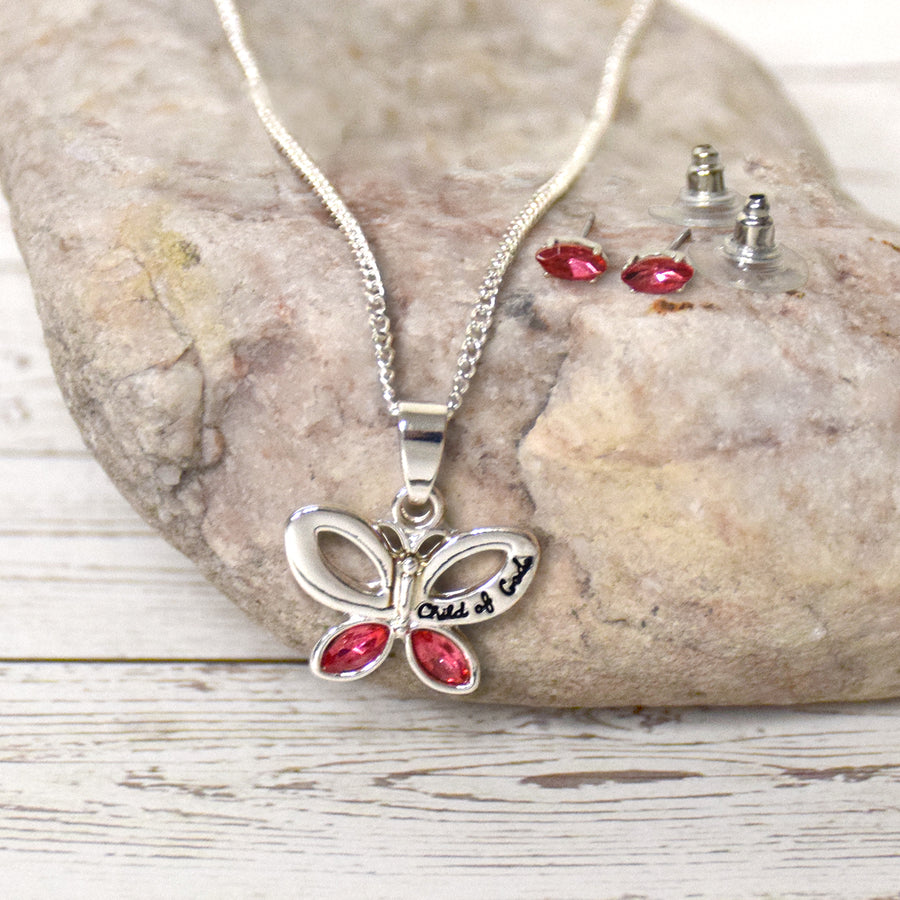 Child of God - Butterfly Necklace and Earring Set