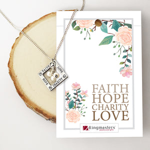 Faith Hope Charity and Love Pearl Necklace