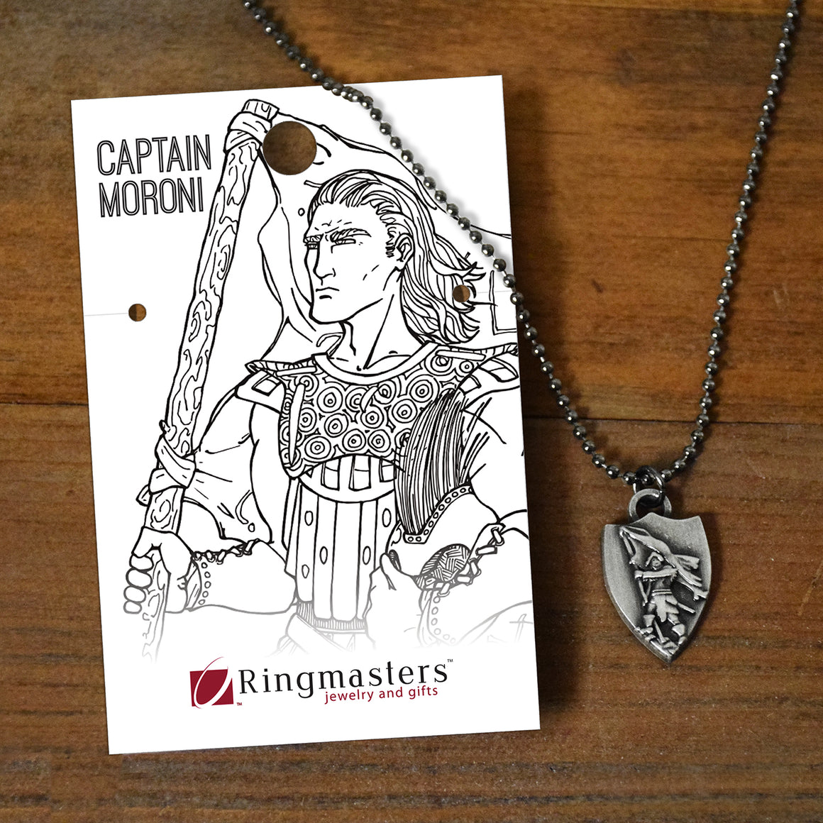 Captain Moroni Necklace shield shaped pendant