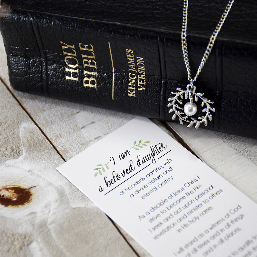 Young Women Theme I'm a beloved daughter Necklace & Bookmark