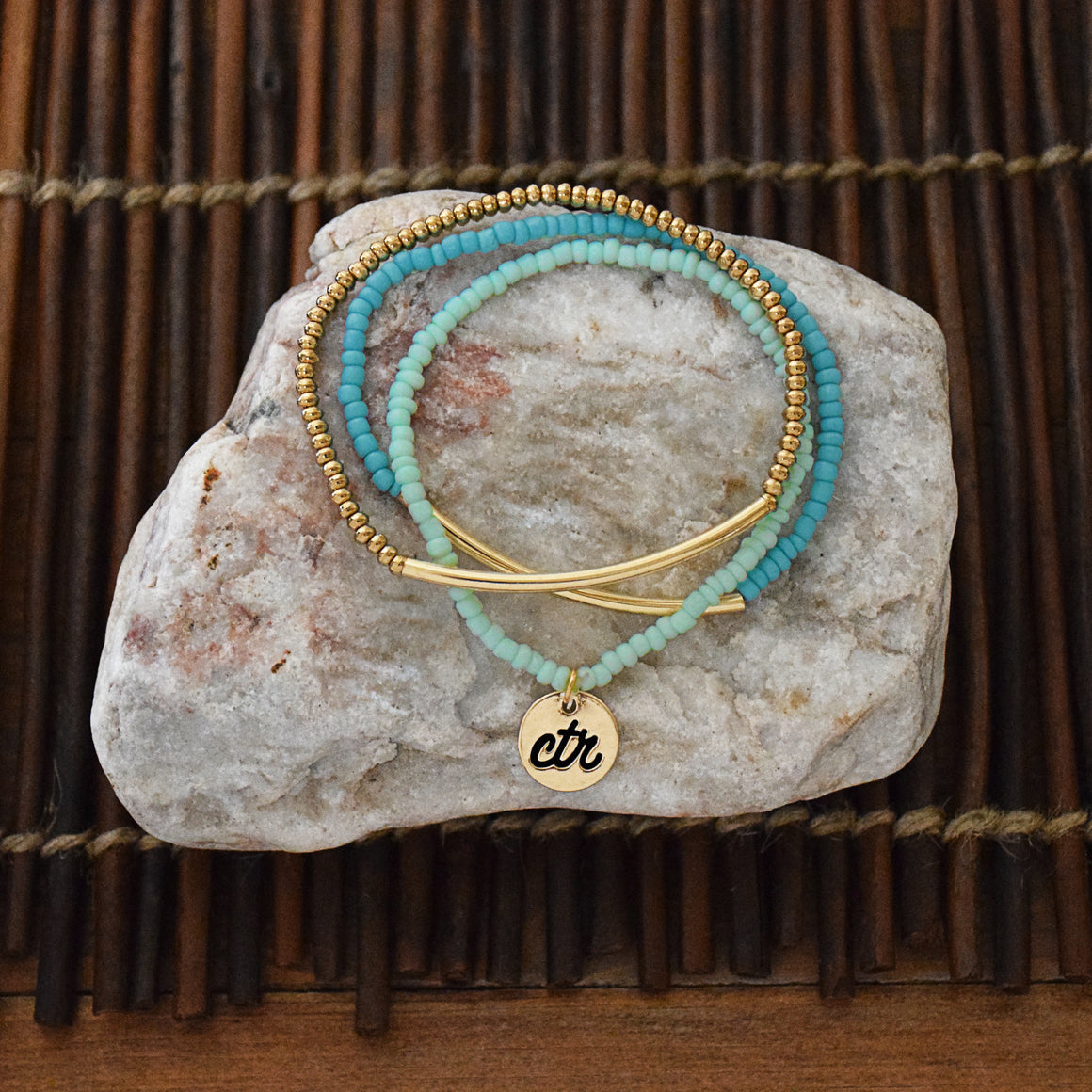 CTR Mint & Gold Stretch Bracelet