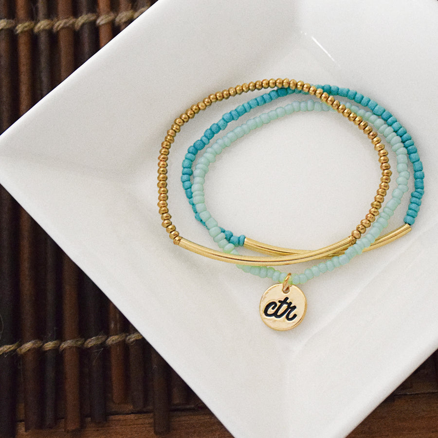 CTR Mint & Gold Stretch Bracelet