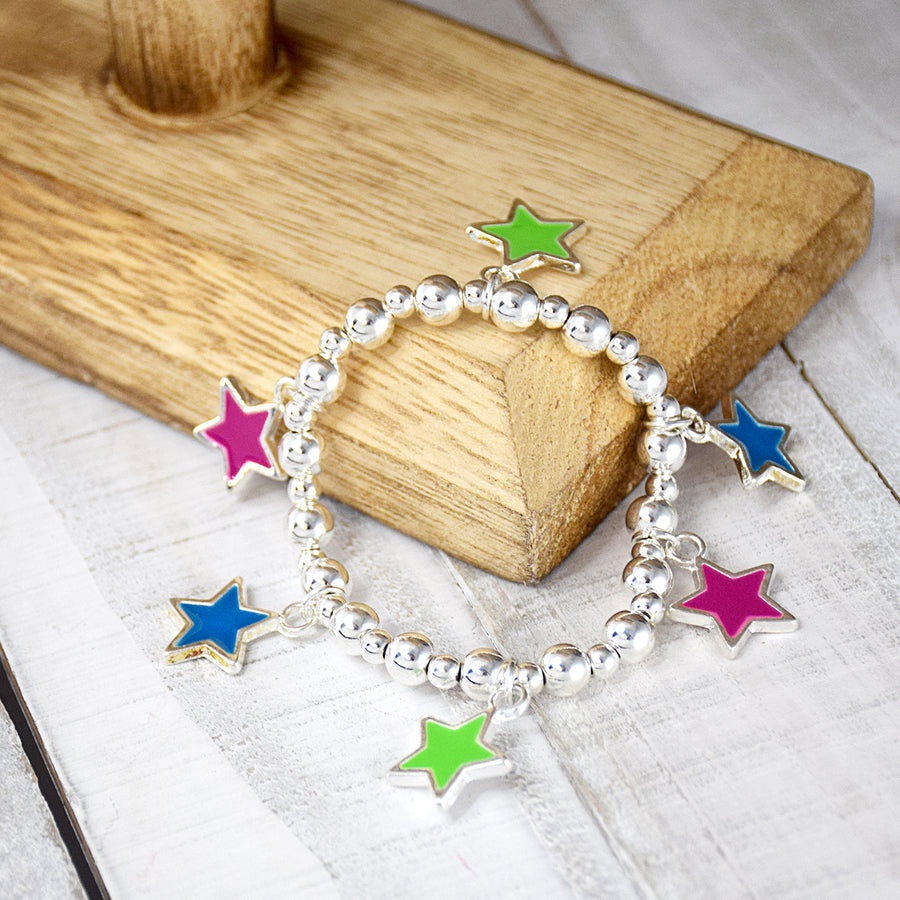 Brave & Beautiful Twinkle Star Bracelet - Silver finish Stretch Bracelet