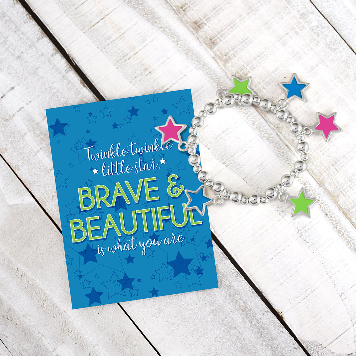 Brave & Beautiful Twinkle Star Bracelet - Silver finish Stretch Bracelet
