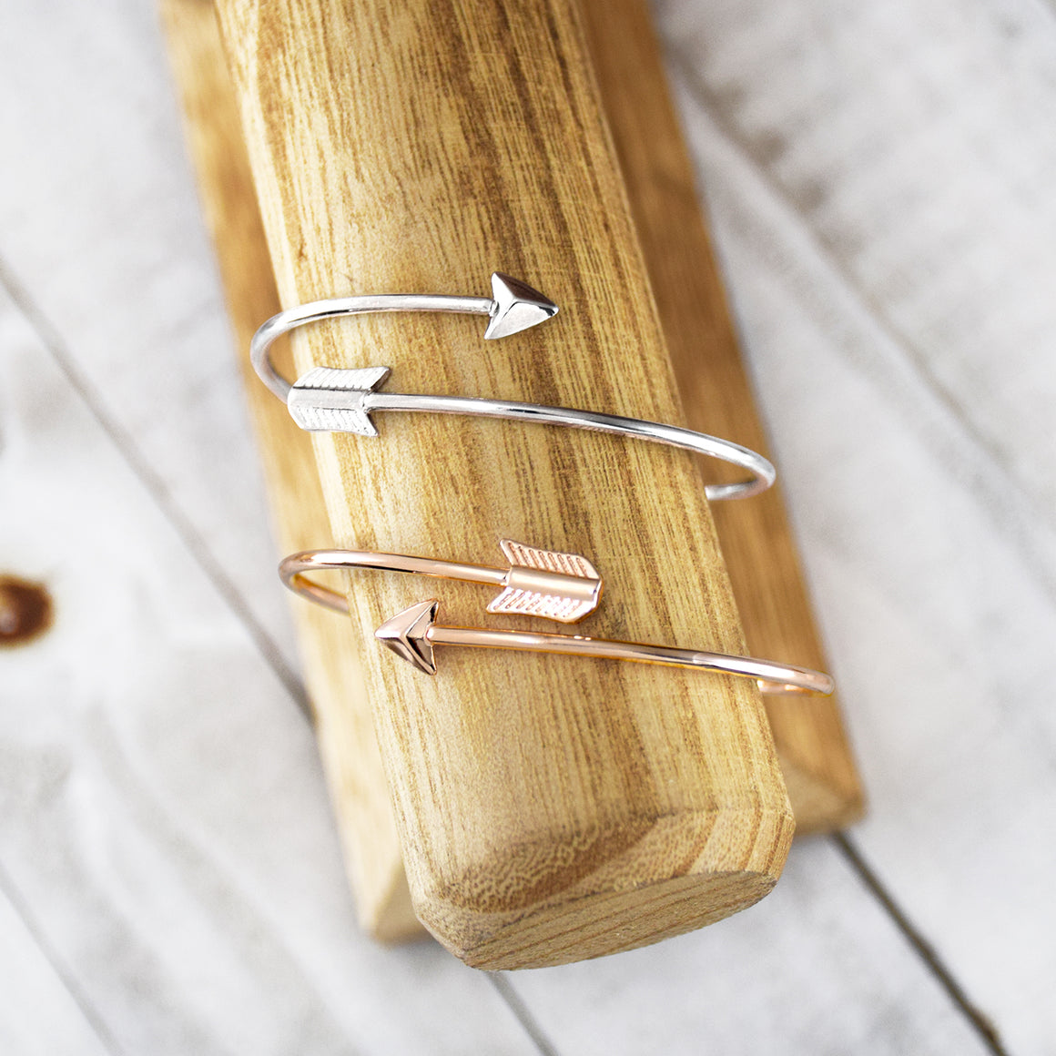 Right Direction Arrow Bangle Bracelet - Silver or Rose Gold Finish