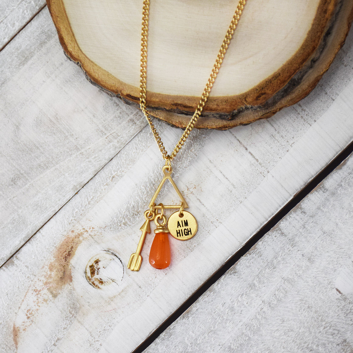 Aim High Necklace - Gold Finish Charm Necklace