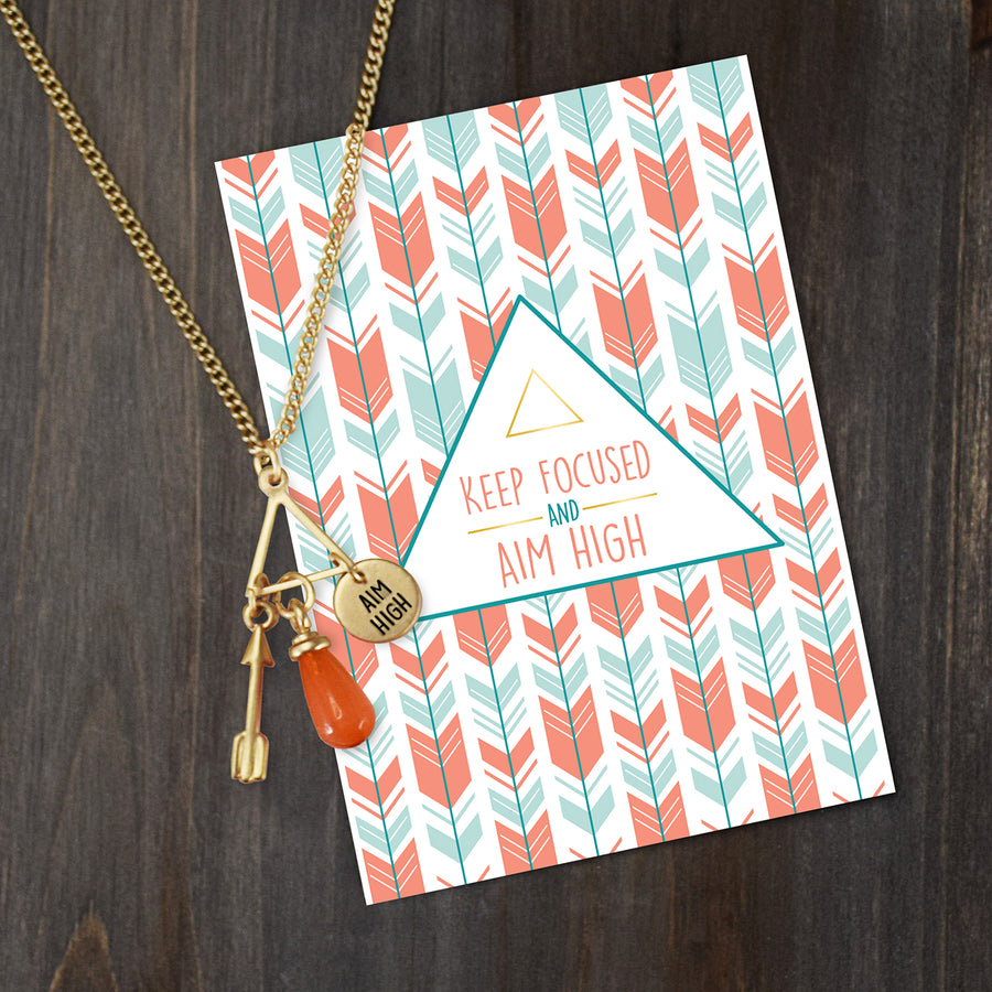 Aim High Necklace - Gold Finish Charm Necklace