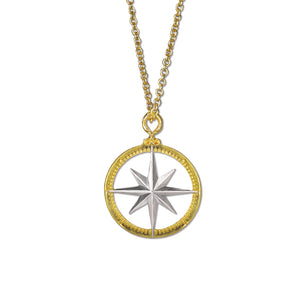 Inner Compass Necklace - Follow your dreams - Two-tone gold and silver finish