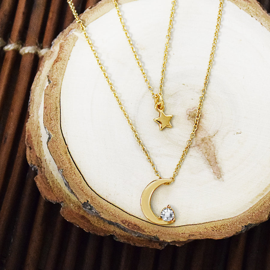 He Knows You - Star and Moon Necklace