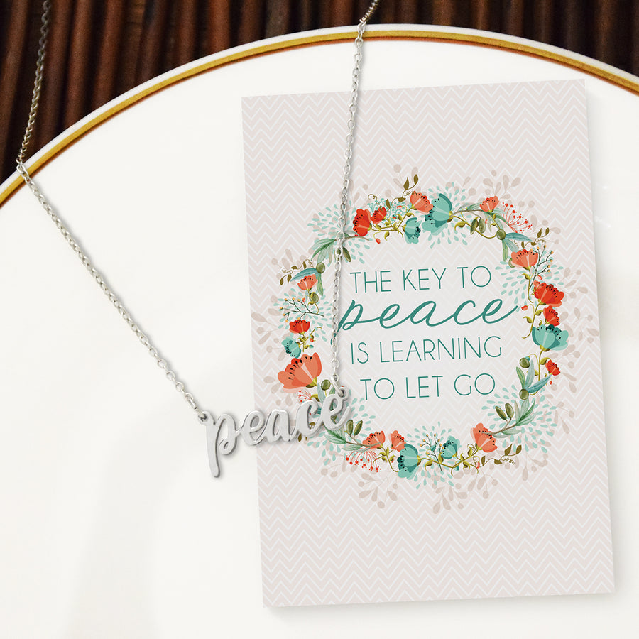 Peace Word Necklace - Silver Finish