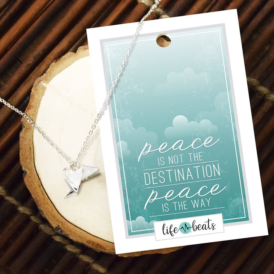 Peace Dove Origami Necklace - Silver Finish