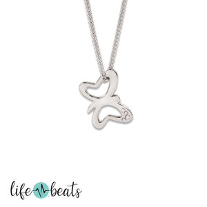Dainty Butterfly Necklace - Silver finish with clear stones