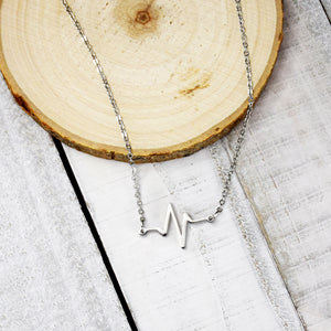 Beat Necklace - Silver Finish Heartbeat Necklace