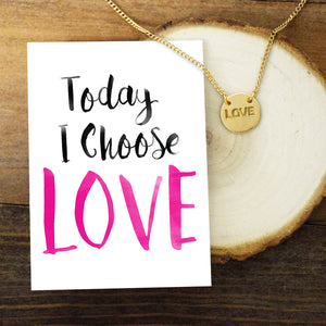 Love Disk Necklace - Gold Finish