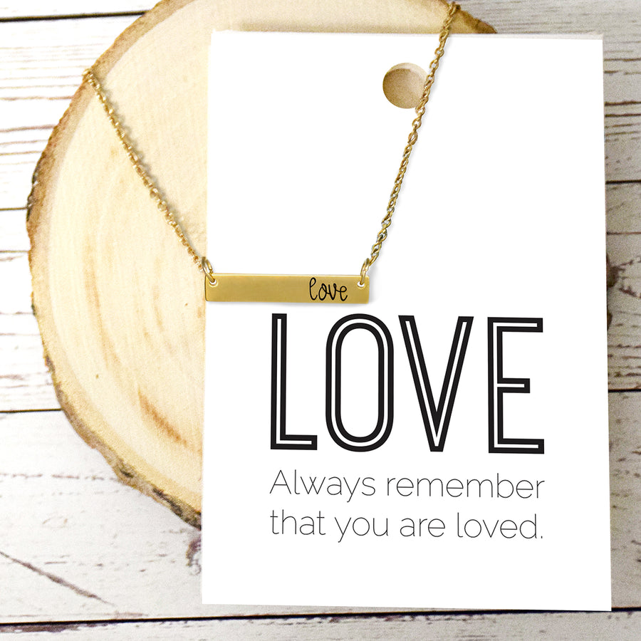 Love Bar Necklace - Gold Finish