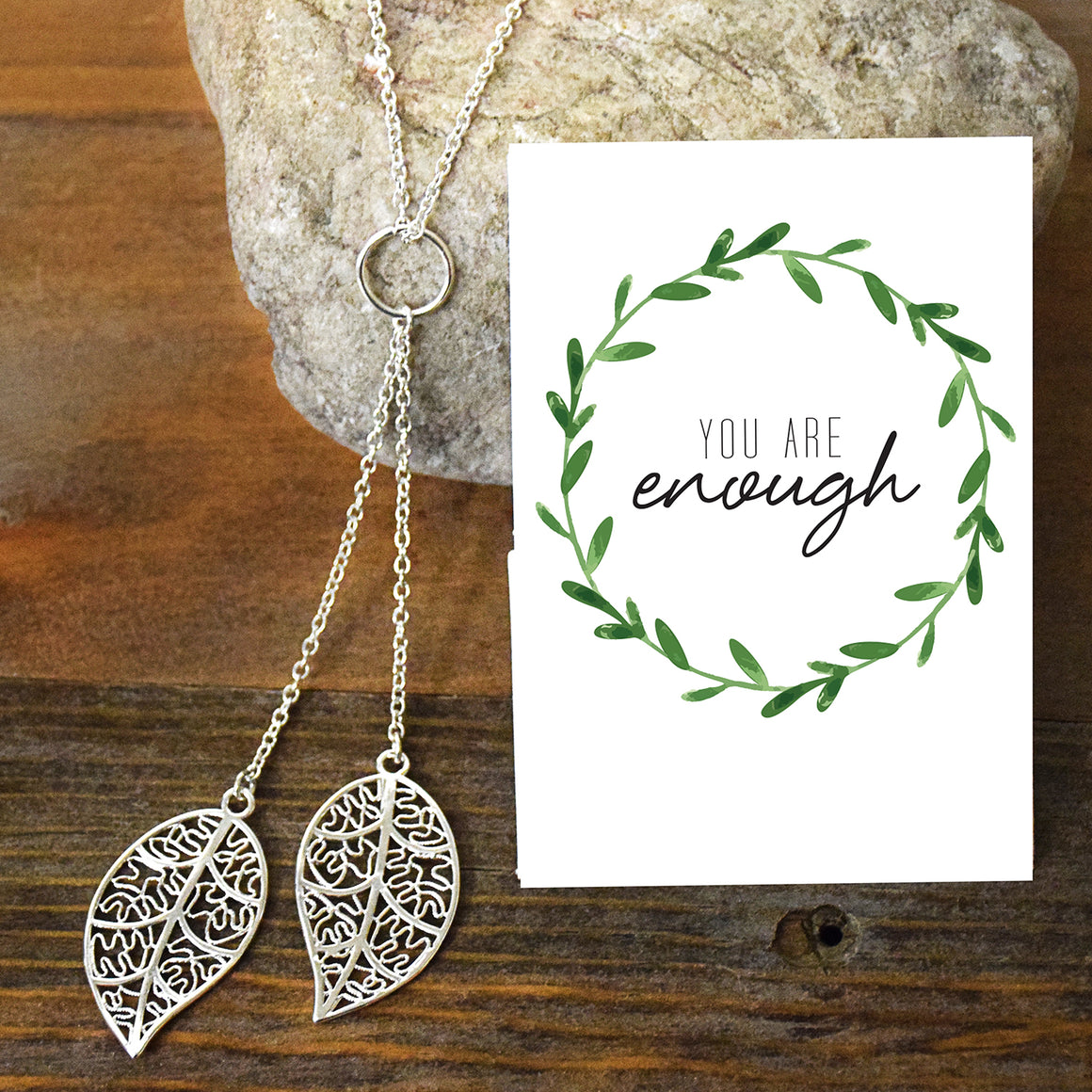 You are Enough Double Leaf Necklace